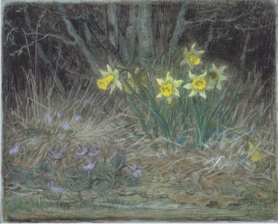 Daffodils and Violets by Jean Francois Millet